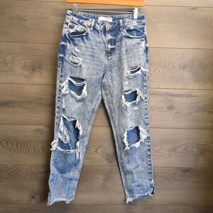 KanCan Light Acid Wash High Rise Distressed Boyfriend Jeans Women's Size 5 26